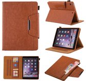 Voor iPad 10,2 inch zakelijke stijl horizontale flip lederen tas met houder en kaartsleuf en fotolijst en portemonnee (bruin)