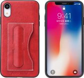 Fierre Shann beschermhoes met volledige dekking voor iPhone XR, met houder en kaartsleuf (rood)