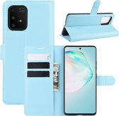 Voor Galaxy A91 / M80s / S10 Lite Litchi Texture Horizontal Flip beschermhoes met houder & kaartsleuven & portemonnee (blauw)