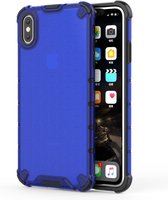 Schokbestendige honingraat PC + TPU beschermhoes voor iPhone XS Max (blauw)