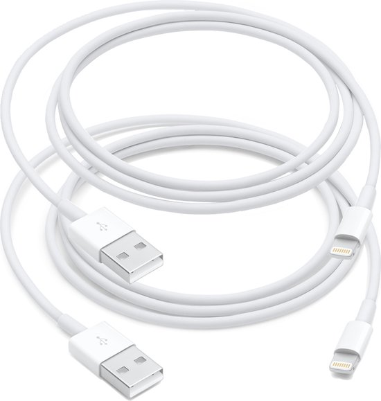 MMOBIEL 2 Stuks USB naar 8 Pin Lightning Kabel Oplader - voor iPhone 14/13/12/11/X/8/7/6/SE series / iPad 7/6/5/ Pro 5/4/3/ Air 4/3/ Mini 5/4/3