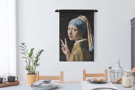 Tapisserie - Boucle d'oreille fille avec une perle - Johannes Vermeer - Paix - 60x90 cm - Tapisserie