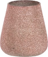 J-Line Windlicht Glitter Glas Antiek Zalm