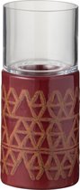 J-Line Windlicht Patroon Keramiek Bruin/Rood Small