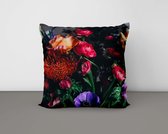 Kussenhoes - Bloemen - donkere achtergrond - Woon accessoire - 40 x 40 cm