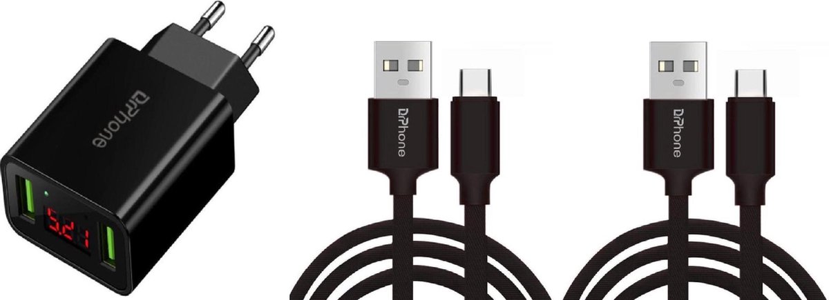 DrPhone - Oplaadset - Geschikt Voor PS5 Controller - 2x 1 Meter oplaad kabel - Controller - Dock