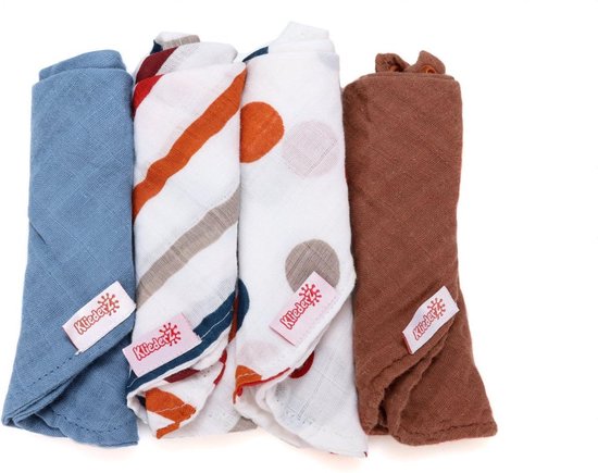 KliederZ Hydrofiele Baby Slabbetjes jongens ‘Wierook’ - Katoenen stoffen zeverslabbers - bandana babyslab set van 4 - MB06 van KliederZ — afbeelding 4