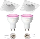 PHILIPS HUE - LED Spot Set GU10 - White and Color Ambiance - Bluetooth - Luxino Minko Pro - Inbouw Vierkant - Mat Wit - Verdiept - 90mm