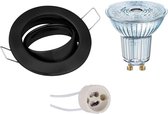 OSRAM - LED Spot Set - Parathom PAR16 927 36D - GU10 Fitting - Dimbaar - Inbouw Rond - Mat Zwart - 3.7W - Warm Wit 2700K - Kantelbaar Ø82mm