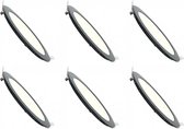 LED Downlight Slim 6 Pack - Inbouw Rond 6W - Natuurlijk Wit 4200K - Mat Zwart Aluminium - Ø120mm