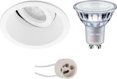 PHILIPS - LED Spot Set - MASTER 927 36D VLE - Luxino Zano Pro - GU10 Fitting - DimTone Dimbaar - Inbouw Rond - Mat Wit - 4.9W - Warm Wit 2200K-2700K - Kantelbaar - Ø93mm