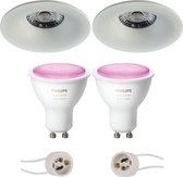 PHILIPS HUE - LED Spot Set GU10 - White and Color Ambiance - Bluetooth - Luxino Nora Pro - Inbouw Rond - Mat Wit - Ø82mm