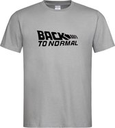 Grijs T shirt met Zwart logo " Back To Normal " print size XL