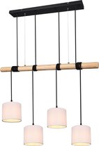 LED Hanglamp - Nitron Oden - E27 Fitting - 4-lichts - Rechthoek - Mat Zwart - Aluminium