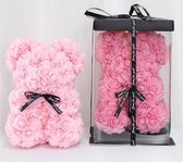 Rozen teddybeer van roze kunstrozen van 25cm - Rose Bear - Bloemen Beer - Teddy Beer - Moederdag - Roze