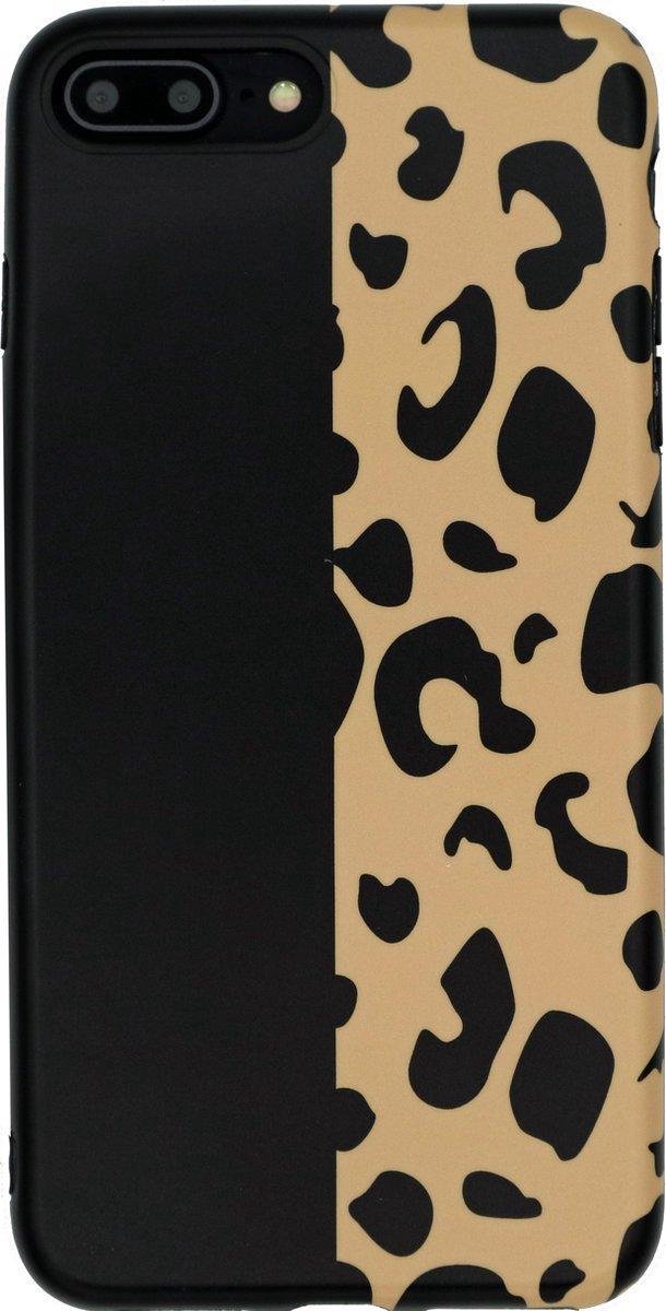 Geschikt voor Apple iPhone 7 - 8 Backcover - Bruin / Zwart - Tijgerprint - Soft TPU