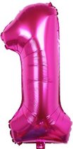 Folieballon / Cijferballon Roze XL - getal 1 - 82cm