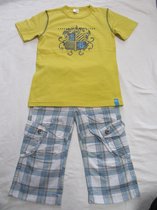 dirkje , kledingset , jongen, tshirt geel + bermuda geruit wit/blauw/geel 6 jaar 116