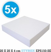 5 x Piepschuim platen 20 x 20 x 4 cm - eps150 - hobbybasisvoorwerp - Isomo - isolatie - plaat