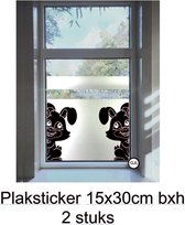 Stickers fenêtre Peek hare Pasen - Happy - Lièvres - Lapin - Bunny`s - Décoratif - Animaux 2 pièces Couleur Zwart