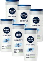 NIVEA MEN Sensitive - Douchegel - 3-in-1 doucheverzorging - Duurzaam product - Voordeelverpakking 6 x 250 ml