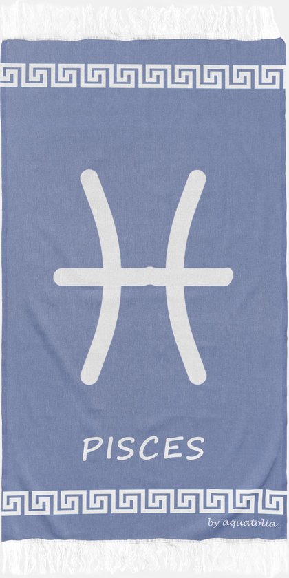 uit Turkije By Aquatolia Hamamdoek Pisces Zodiac  - 100% Zacht Katoen - Strandlaken - Handdoek - Donkerblauw - 100cm x 180cm - Originele hamamdoek uit Turkije