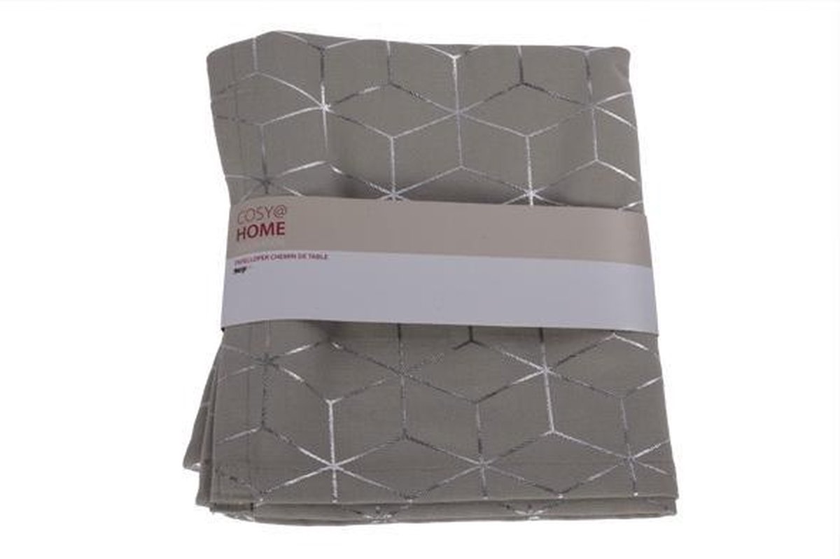 Cosy&Trendy tafelloper - Geo Silver - 40 x 180 cm