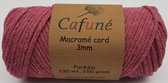 Cafuné gevlochten macramé koord-3mm-Fuchsia-Klos 120 meter