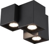 LED Plafondlamp - Plafondverlichting - Torna Ferry - GU10 Fitting - 3-lichts - Rechthoek - Mat Zwart - Aluminium