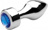 Aluminum Buttplug Met Blauw Kristal  - Medium - Dildo - Buttpluggen - Blauw - Discreet verpakt en bezorgd