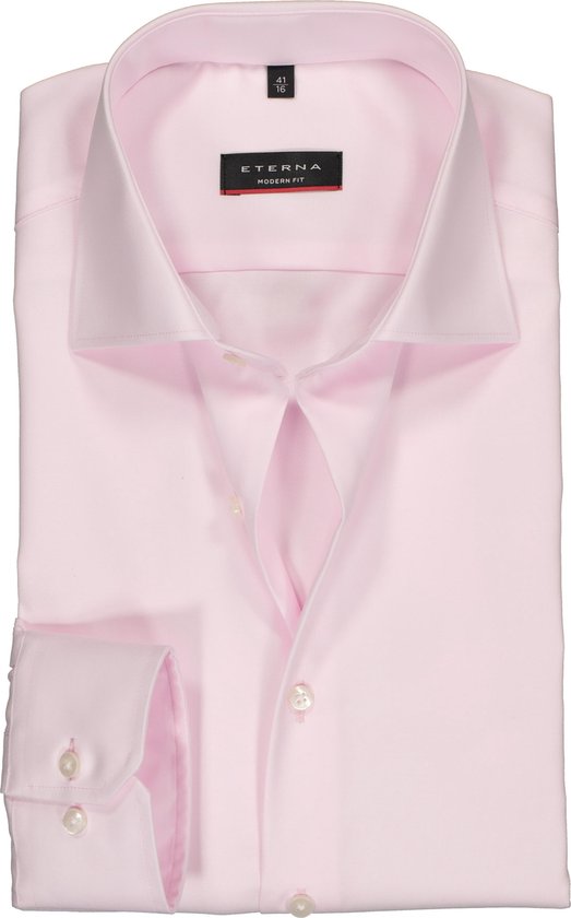 ETERNA modern fit overhemd - niet doorschijnend twill heren overhemd - licht roze - Strijkvrij - Boordmaat: 40