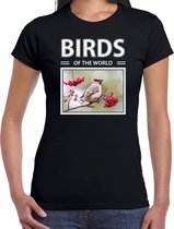 Dieren foto t-shirt Pestvogel - zwart - dames - birds of the world - cadeau shirt Pestvogels liefhebber S