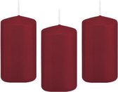 12x Bordeauxrode cilinderkaars/stompkaars 5 x 10 cm 23 branduren - Geurloze kaarsen - Woondecoraties