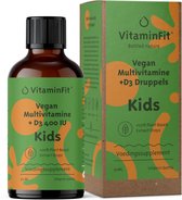 VitaminFit Multivitamine Kinder + D3 Druppels - 100% Natuurlijk & Plantaardig  - Voedingssupplement- Vloeibaar - 50 ML