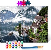 Winters landschap - Puzzel Schilderen op nummer - Houten puzzel - 500 stukjes - 38x52 cm