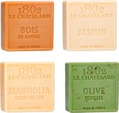 Set Marseille zeep 4 x 100 gram extra zacht, geen palmolie