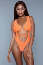 Damesbody Met Netstof - Donkerblauw - Dames Lingerie - Large - Body - Blauw - Discreet verpakt en bezorgd