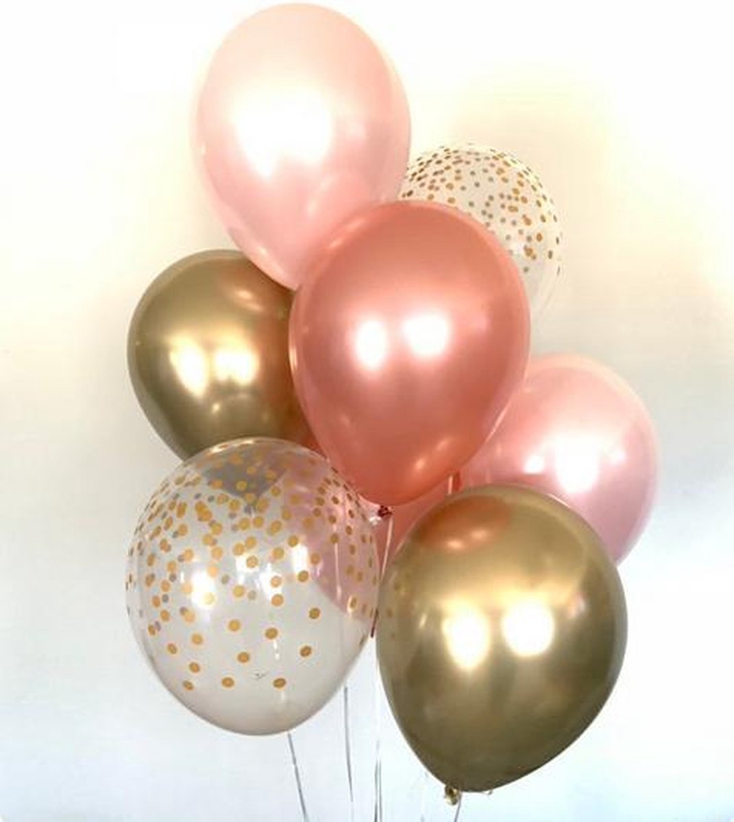 Luxe Metallic Ballonnen - Rose Goud / Papieren Confetti / Licht Roze - Set van 9 Stuks - Geboorte - Babyshower - Bruiloft - Valentijn - Verjaardag - Merkloos