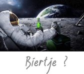 Allernieuwste Canvas Schilderij Astronaut op de Maan met Biertje XL - Woonkamer - Poster - 60 x 110 cm - Kleur