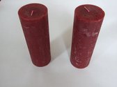 2x Rustik lys kaars cylinder, Burgundy, 70X200mm