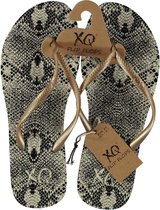 Xq Footwear Teenslippers Snake Dames Polyester Beige/goud Maat 41