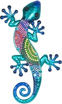 Salamander | metaal & glas | tropisch | blauw | XL | 18 x 37cm