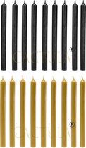 Cactula lange dinerkaarsen in 2 trendy kleuren | Zwart en Okergeel | 18 stuks