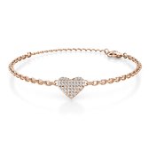 Shoplace ® - Bracelet coeur dames rond avec cristaux Swarovski - Plaqué or rose 18 carats - Bracelet Swarovski - ⌀ 20cm - Or rose