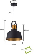 Design Lamp Ø 22.5 cm Zwart Goud Industriële Hanglamp E27