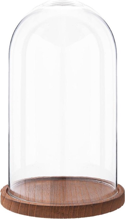Clayre & Eef Stolp 28 cm Hout Glas Rond Glazen stolp Decoratieve  Accessoires... | bol.com