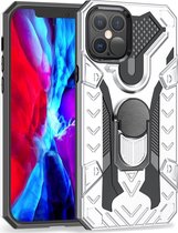 Apple iPhone 12 Pro Max Hoesje - Mobigear - Armor Ring Serie - Hard Kunststof Backcover - Zilver - Hoesje Geschikt Voor Apple iPhone 12 Pro Max