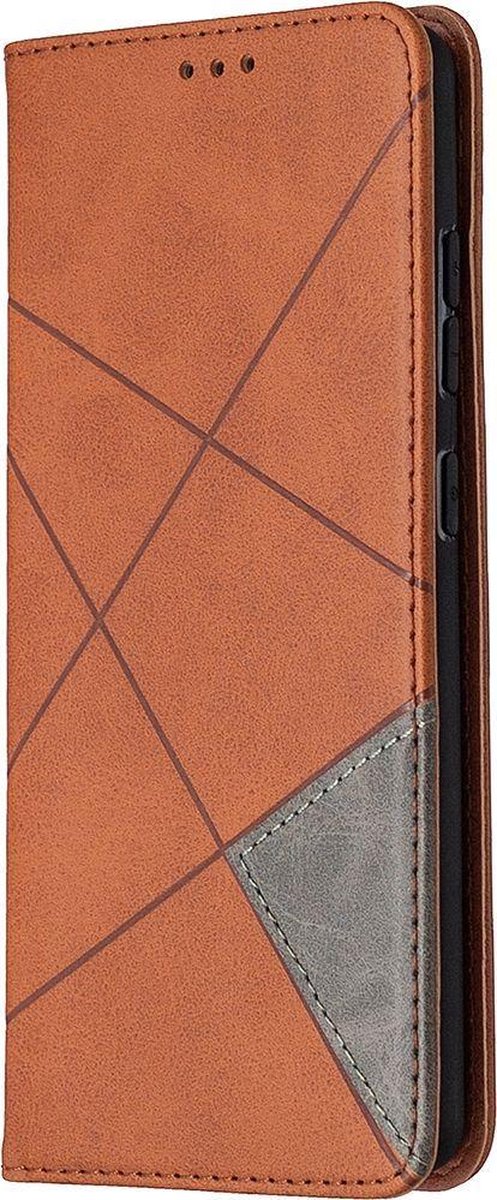 Mobigear Telefoonhoesje geschikt voor Samsung Galaxy S20 FE Hoesje | Mobigear Rhombus Slim Bookcase | Pasjeshouder voor 2 Pasjes | Telefoonhoesje voor Pinpas / OV Kaart / Rijbewijs - Bruin