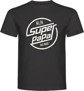 T-Shirt - Casual T-Shirt - Fun T-Shirt - Fun Tekst - Lifestyle T-Shirt - Mood - Papa - Vaderdag - Mijn Super Papa Fixt Alles! - D.Charcoal - S