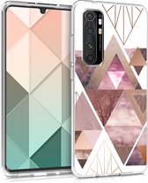 kwmobile telefoonhoesje voor Xiaomi Mi Note 10 Lite - Hoesje voor smartphone in poederroze / roségoud / wit - Glory Driekhoeken design